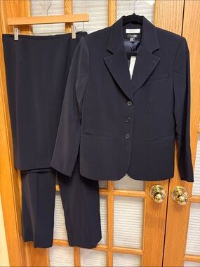 NWT/EUC East 5th Blazer Jacket with Skirt and Slacks Nanotex- Blue